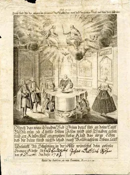 Weis ; Johann Gottlieb Böhm lettre de baptême Dreÿ find die da zeügen im himmel Alsace, France 1765 1988.52.45  Photo