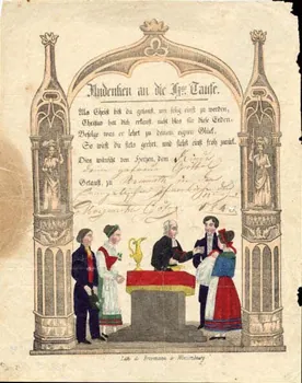 Brossmann ; Margarethe Götz lettre de baptême Andenken an die H.ge Taufe. Wissembourg 1848 1988.52.49  Photo
