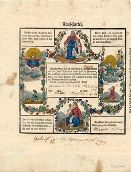 Pellerin ; Jacob Mächling lettre de baptême Tauf-Zettel Lorraine, France 1844 1988.52.100 Photo