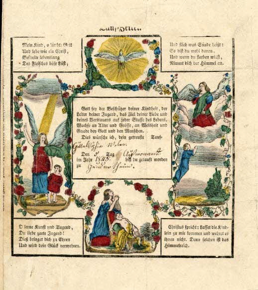 Sophia Weber lettre de baptême Tauf-Zettel Geudertheim 1848 1988.52.102 Photo