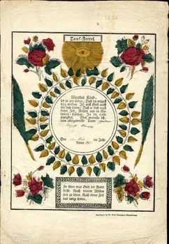 Deckherr Frères; ; August Herzog lettre de baptême Tauf-Zettel Montbéliard 1821 1988.52.109 Photo