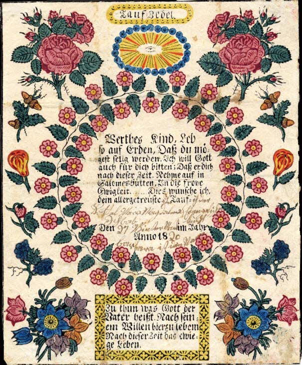 Maria Magdalena Schwab lettre de baptême Tauf-Zedel 1820 1988.52.111 Photo