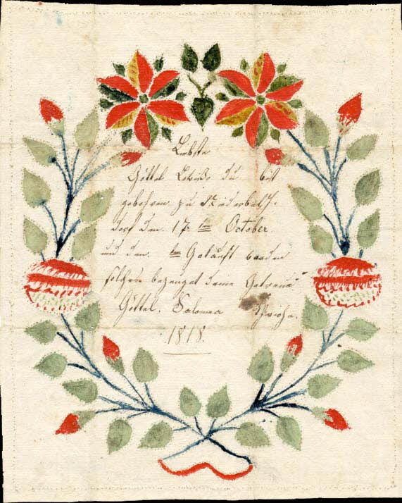 Salomna Thrieha lettre de baptême Liebste  Göttel Niederbetschdorf 1818 1988.52.118 Photo