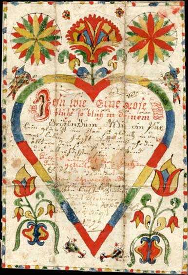 Elisabetha Bernhartin lettre de baptême Jesu wie Eine Rose Uhrwiller 1799 1988.52.131 Photo