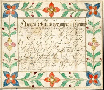 Georg Jacob Schneider lettre de baptême Dieweil ich auch vor andern Niederkutzenhouse 1790 1988.52.166 Photo