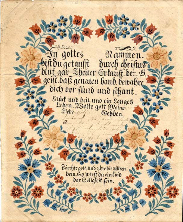 Jean Michel Staubh lettre de baptême In gottes Nammen Mackenheim 1825 1988.52.170 Photo