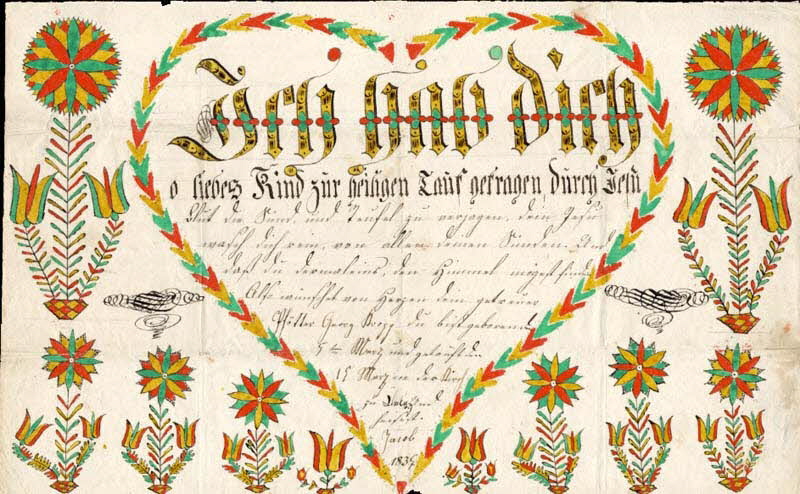 Georg Krogg lettre de baptême Ich hab dich Cléebourg 1835 1988.52.174 Photo