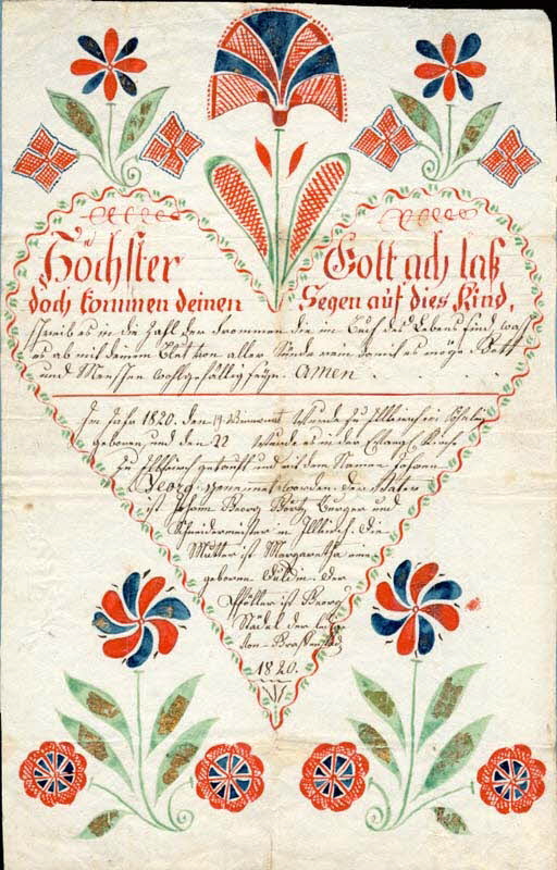 Georg Städel lettre de baptême Höchster Gott Graffenstaden 1820 1988.52.175 Photo