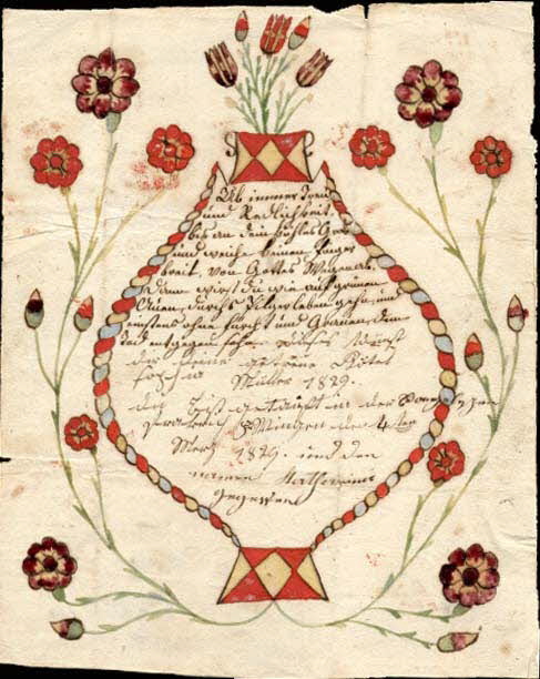 Sophia Müller lettre de baptême Üb immer Treu Wingen 1829 1988.52.177 Photo