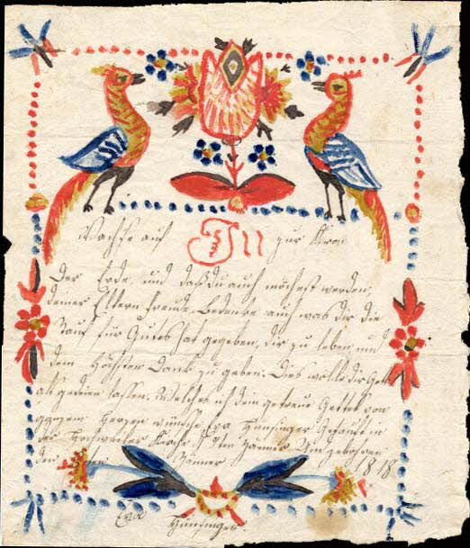 Eva Hunsinger lettre de baptême Du Hohwiller 1818 1988.52.180 Photo