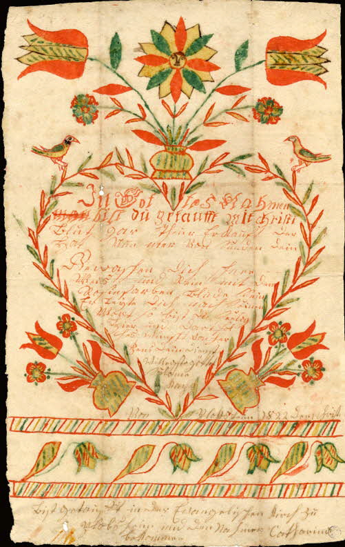 Pezant Vincent lettre de baptême Lettre de baptême 1822 1939.2.1 Photo