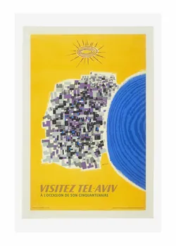 Jean David ; E. Lewin-Epstein Ltd affiche Visitez Tel-Aviv à l'occasion de son cinquantenaire Israël 1955-1965 2014.12.10  Photo Mucem/ Yves Inchierman