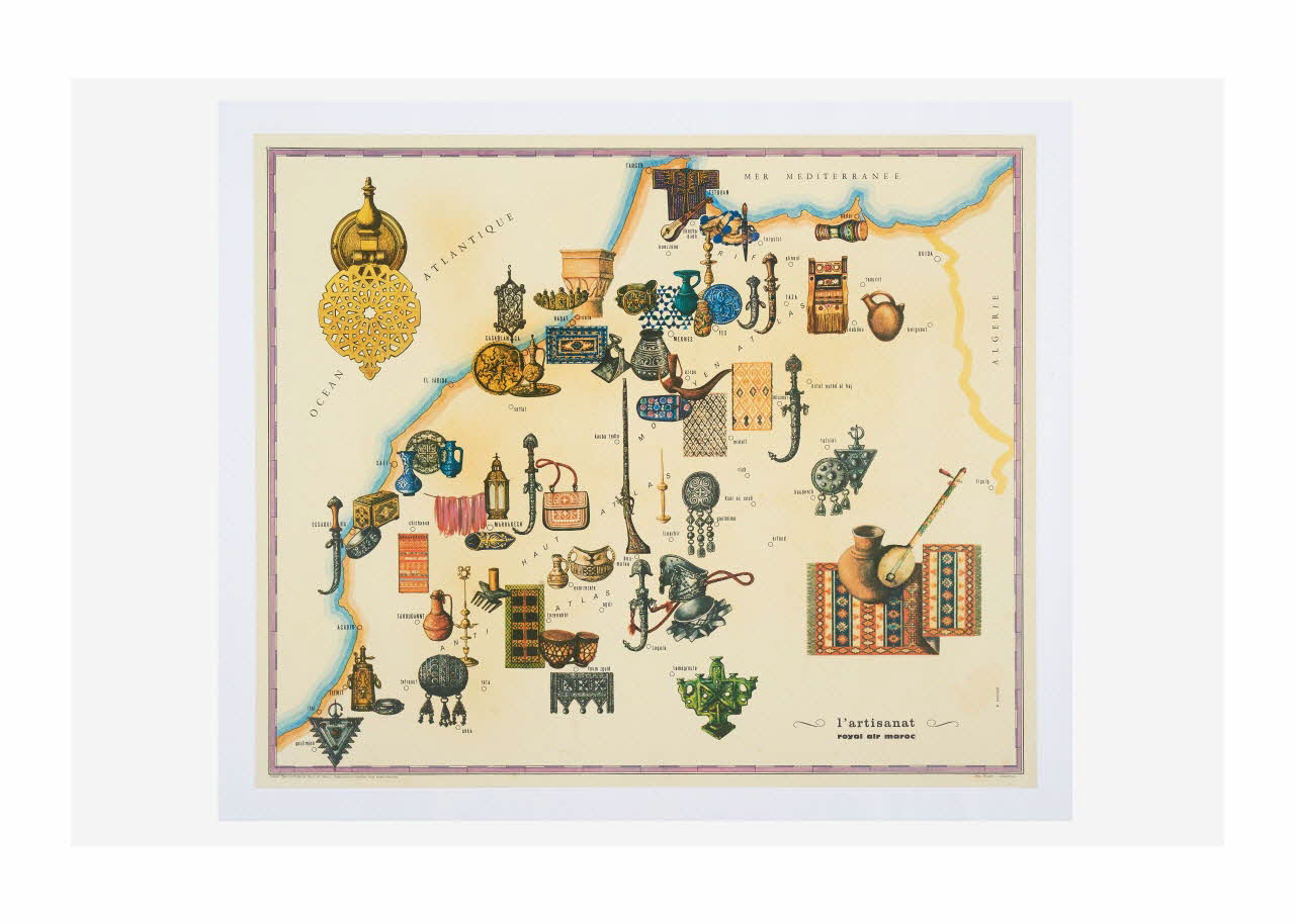 Marcel Gayraud ; Royal Air Maroc affiche Maroc - l'artisanat Casablanca-Settat, Maroc 1948-1952 2014.12.13 Photo Mucem/ Yves Inchierman