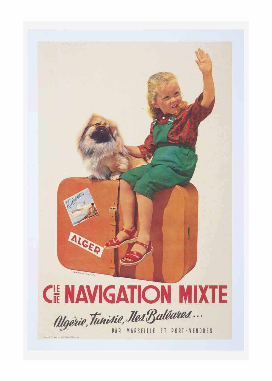 Jacques Saugeron affiche Compagnie de navigation mixte - Algérie, Tunisie, Iles Baléares... par Marseille et Port-Vendres Ile-de-France, France 1950 2014.12.18 Photo Mucem/ Yves Inchierman