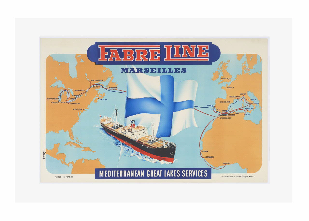 André Troy affiche Fabire Line - Marseilles - Mediterranean Great Lakes Services Provence-Alpes-Côte d'Azur, France 1950 2014.12.20  Photo Mucem/ Yves Inchierman
