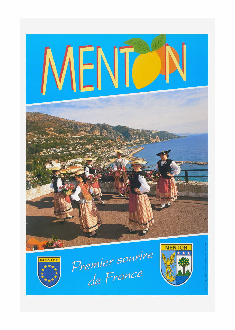 Félicien Tordo ; Edition d'art Michel Rohart affiche Menton. Premier sourire de France Provence-Alpes-Côte d'Azur, France 1985-1996 2014.13.7 Photo Mucem/ Yves Inchierman