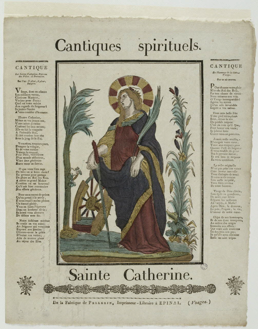 Pellerin ; Pierre Paul Rubens imagerie ancienne Cantiques spirituels. Sainte Catherine. Lorraine, France 1837 1979.82.68 Photo RMN-Grand Palais (Mucem)