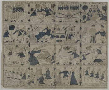Michel Rabier-Boulard imagerie ancienne BATAILLES COMBATS ET VICTOIRES DES QUATRE FILS D'AYMON Orléans 1813-1842 1979.51.1 Photo RMN-Grand Palais (Mucem)