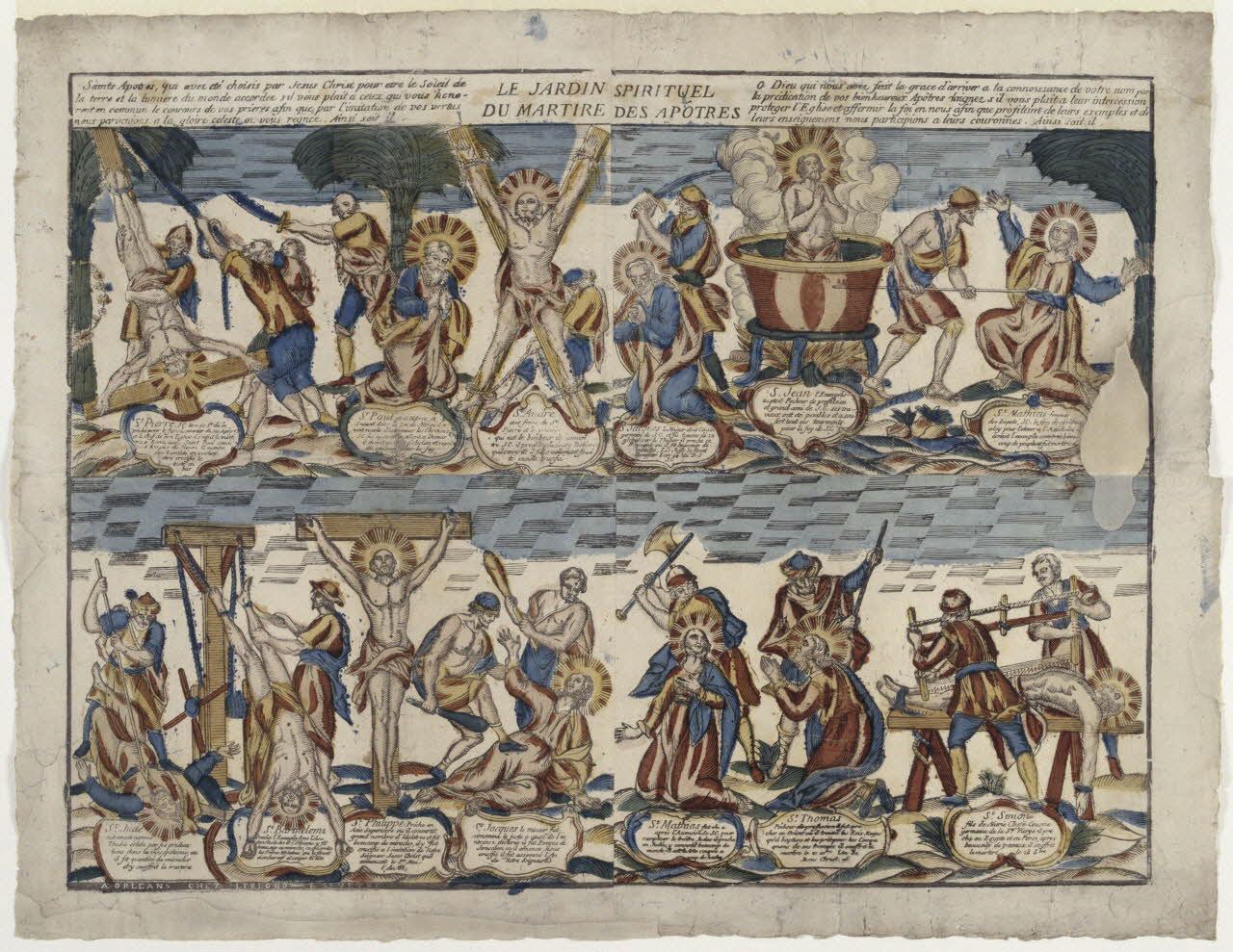 Le Blond Jean ; Sevestre Jean Baptiste imagerie ancienne LE JARDIN SPIRITUEL  DU MARTIRE DES APOTRES Orléans 1755-1765 1992.21.1 Photo RMN-Grand Palais (Mucem)