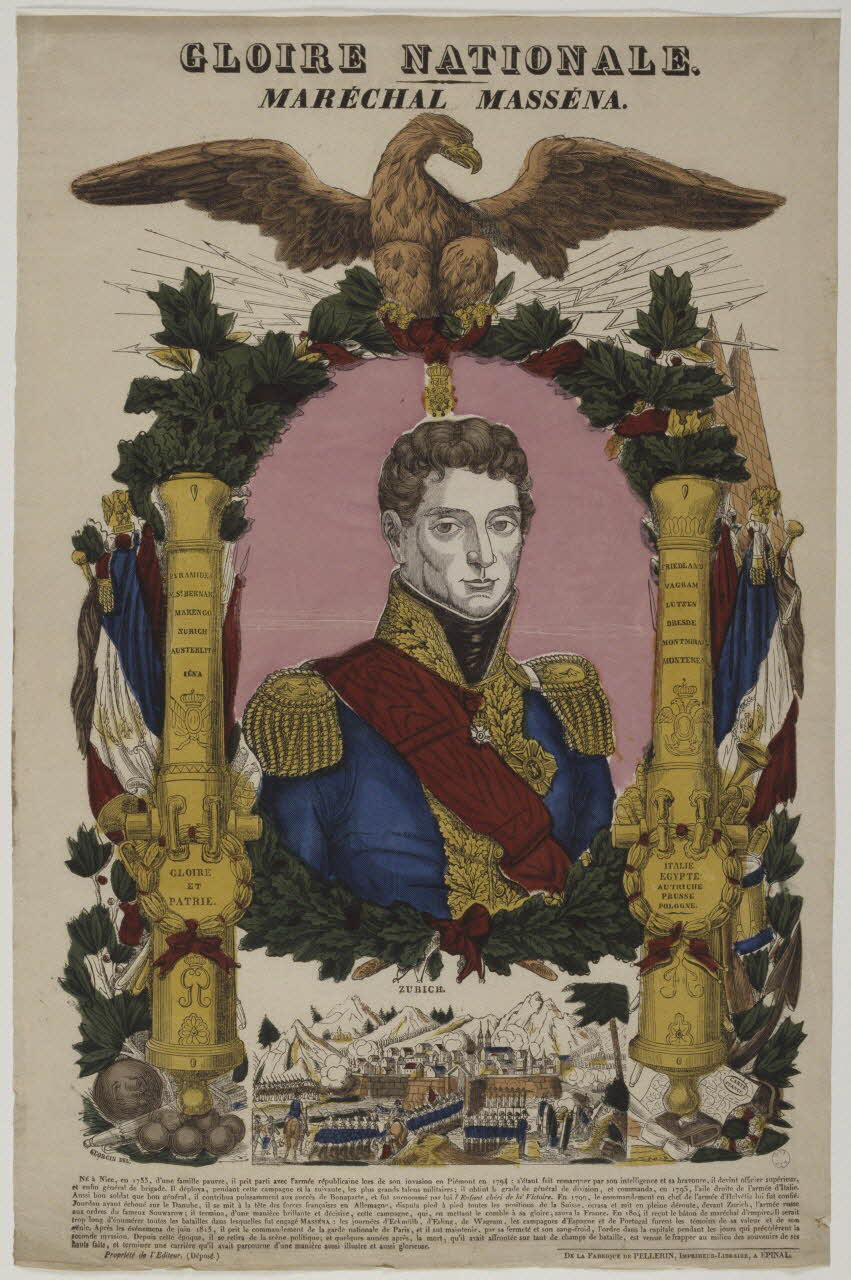 François Georgin ; Pellerin imagerie ancienne GLOIRE NATIONALE.  MARECHAL MASSENA. Lorraine, France 1837 1986.81.63 Photo RMN-Grand Palais (Mucem)