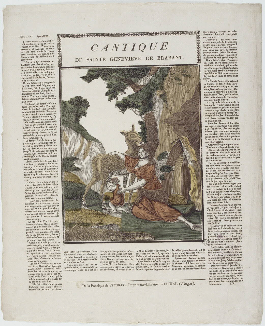François Georgin ; Pellerin imagerie ancienne CANTIQUE  DE SAINTE GENEVIEVE DE BRABANT. Lorraine, France 1837 1965.75.366 Photo RMN-Grand Palais (Mucem)