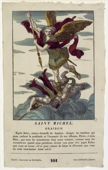 Raphaël ; Jean-Baptiste Castiaux ; Blocq imagerie ancienne SAINT MICHEL.  ORAISON. Lille 1809-1837 1965.75.459 Photo RMN-Grand Palais (Mucem)