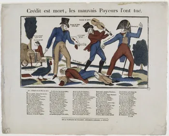 François Georgin ; Pellerin imagerie ancienne Crédit est mort, les mauvais Payeurs l'ont tué. Lorraine, France 1837 1965.75.307 Photo RMN-Grand Palais (Mucem)