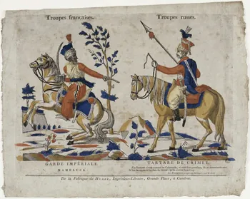 Pierre-François Godard ; Jean François Joseph Hurez imagerie ancienne Troupes françaises.  Troupes russes. Cambrai 1815-1817 1965.75.146 Photo RMN-Grand Palais (Mucem)