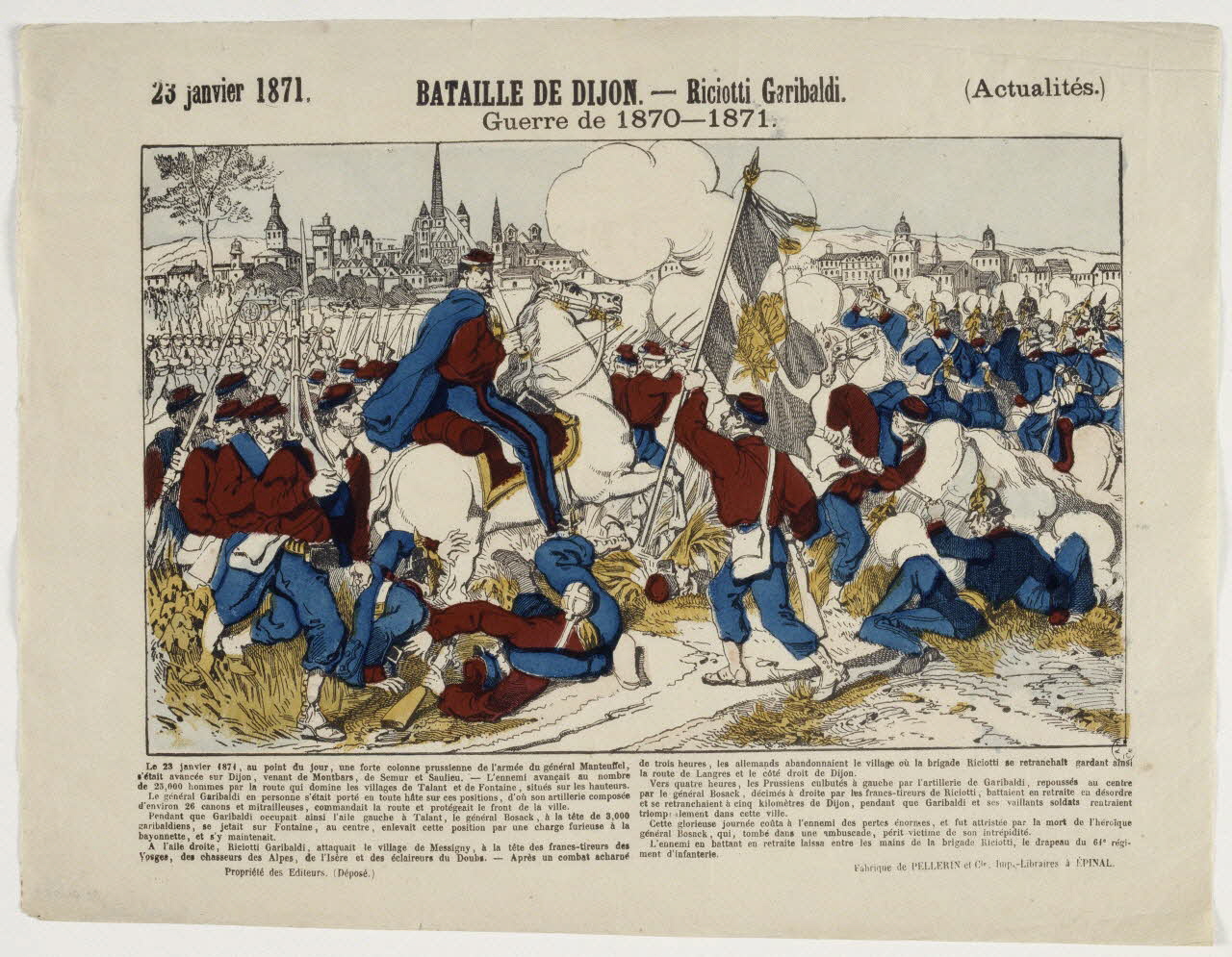 Pellerin estampe BATAILLE DE DIJON. - Riciotti Garibaldi. Lorraine, France 1871 1950.21.589 Photo RMN-Grand Palais (Mucem)
