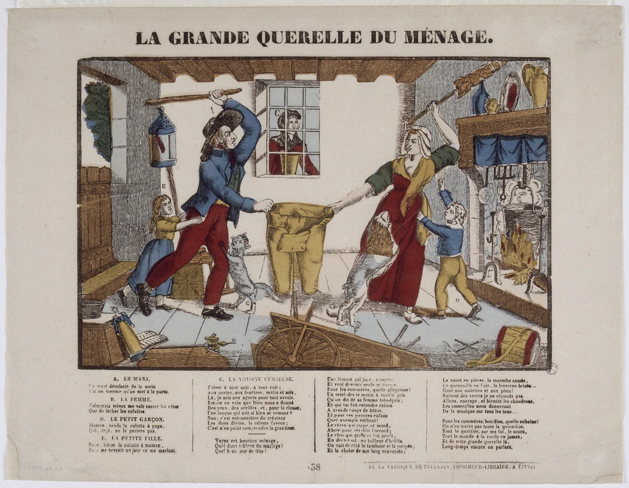 estampe LA GRANDE QUERELLE DU MENAGE. 1950.39.2421 Photo RMN-Grand Palais (Mucem)