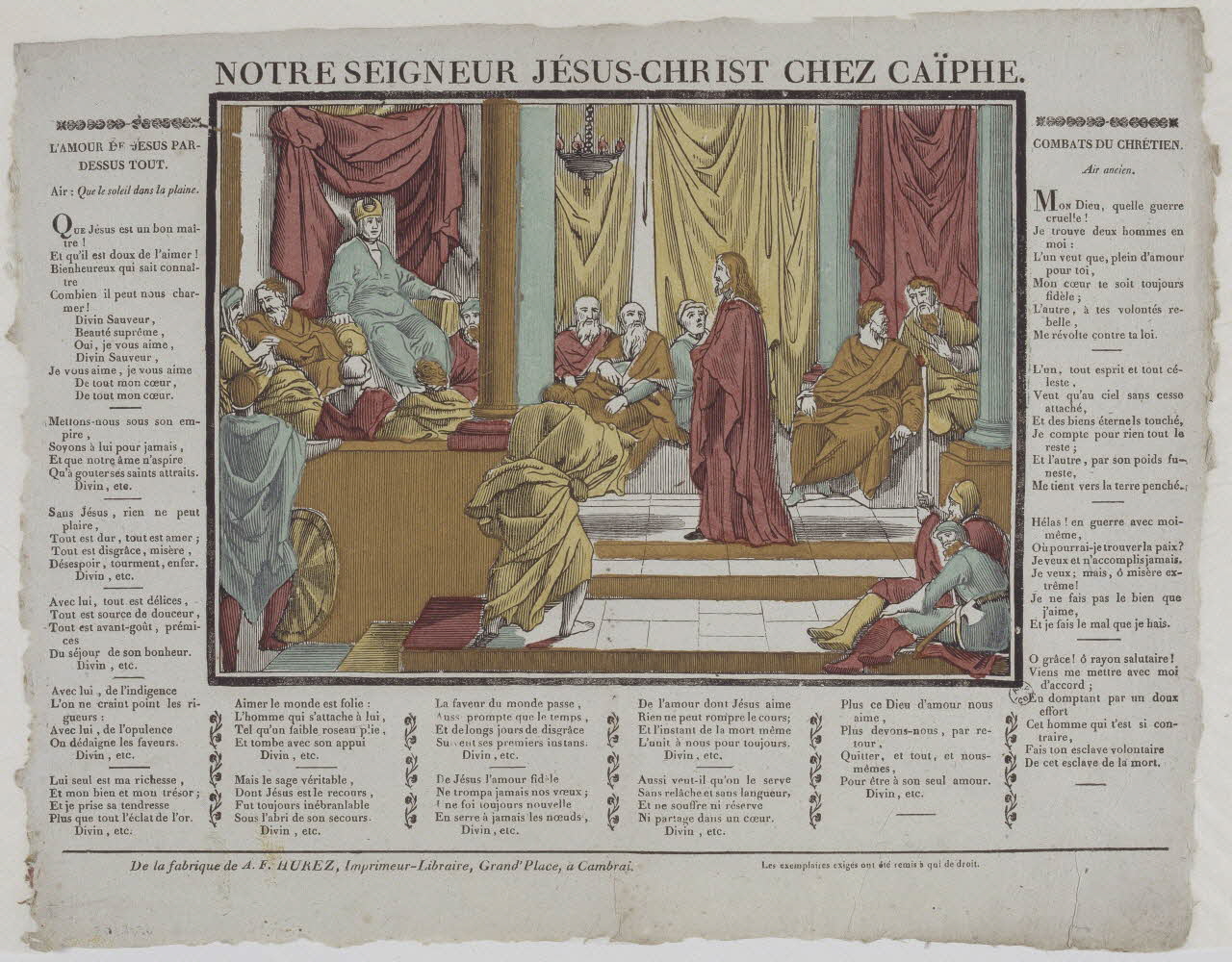 Pierre-François Godard ; Leclerc Sébastien ; Amand-François Hurez imagerie ancienne NOTRE SEIGNEUR JESUS-CHRIST CHEZ CAÏPHE. Cambrai 1822-1828 1965.75.105 Photo RMN-Grand Palais (Mucem)