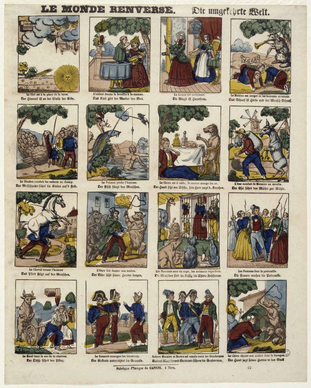 Charles Nicolas Gangel à compartiments (4x4) LE MONDE RENVERSE. Metz 1852-1858 1953.86.5105 Photo RMN-Grand Palais (Mucem)