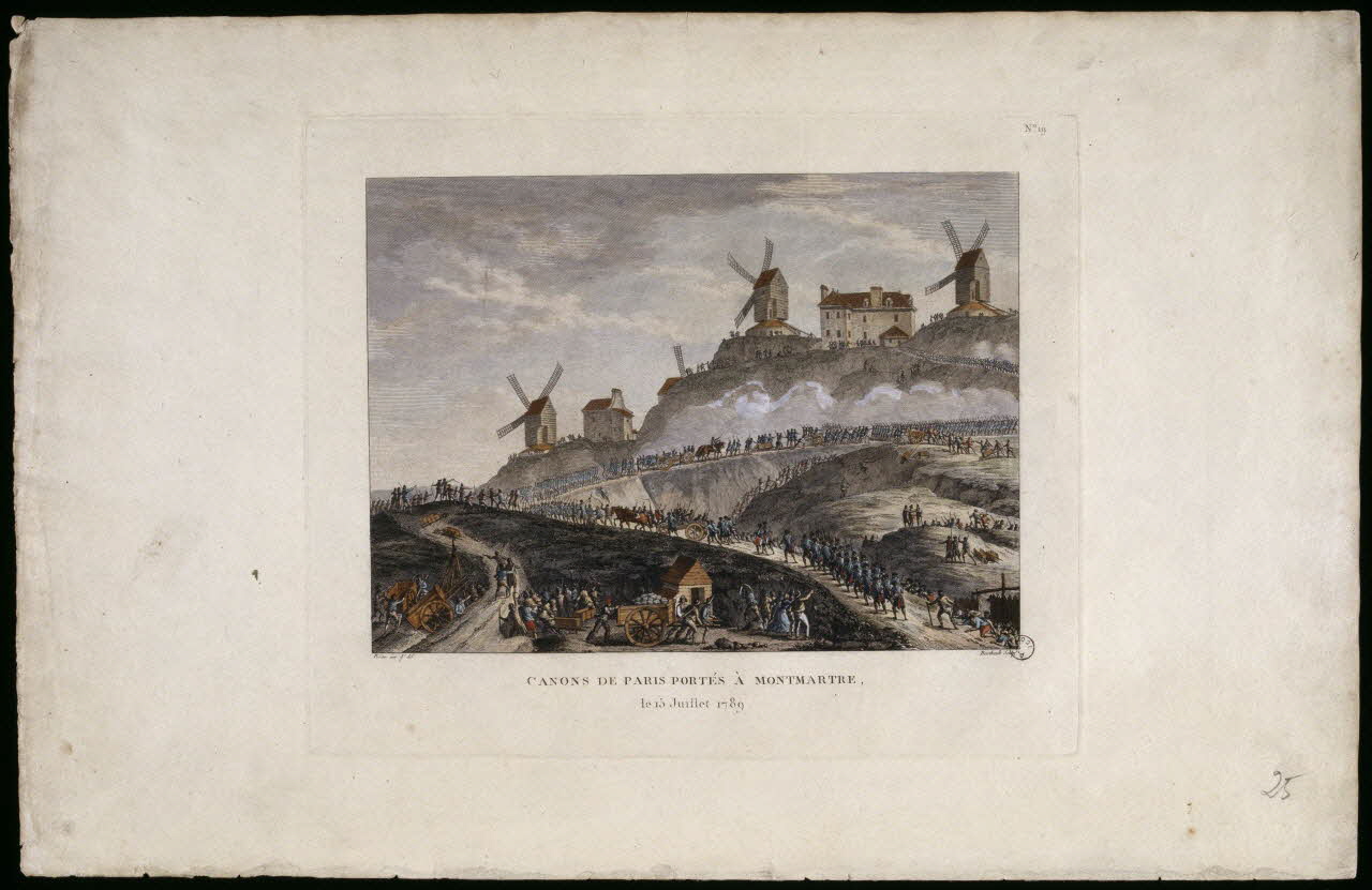 Pierre-Gabriel Berthault ; Prieur partie d'un ensemble d'estampes CANONS DE PARIS PORTES A MONTMARTRE,  le 15 Juillet 1789. Paris 1791-1817 1969.14.2 Photo RMN-Grand Palais (Mucem)