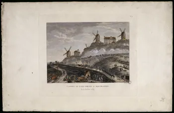 Pierre-Gabriel Berthault ; Prieur partie d'un ensemble d'estampes CANONS DE PARIS PORTES A MONTMARTRE,  le 15 Juillet 1789. Paris 1791-1817 1969.14.2  Photo RMN-Grand Palais (Mucem)