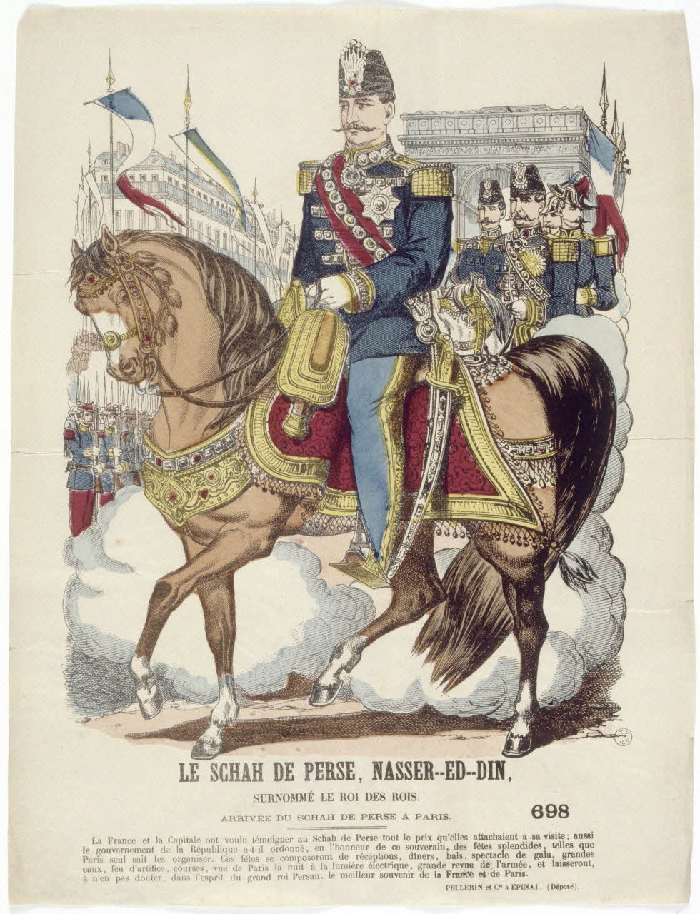 Pellerin estampe LE SCHAH DE PERSE, NASSER--ED--DIN,  SURNOMME LE ROI DES ROIS. Lorraine, France 1870 1950.21.384 Photo RMN-Grand Palais (Mucem)