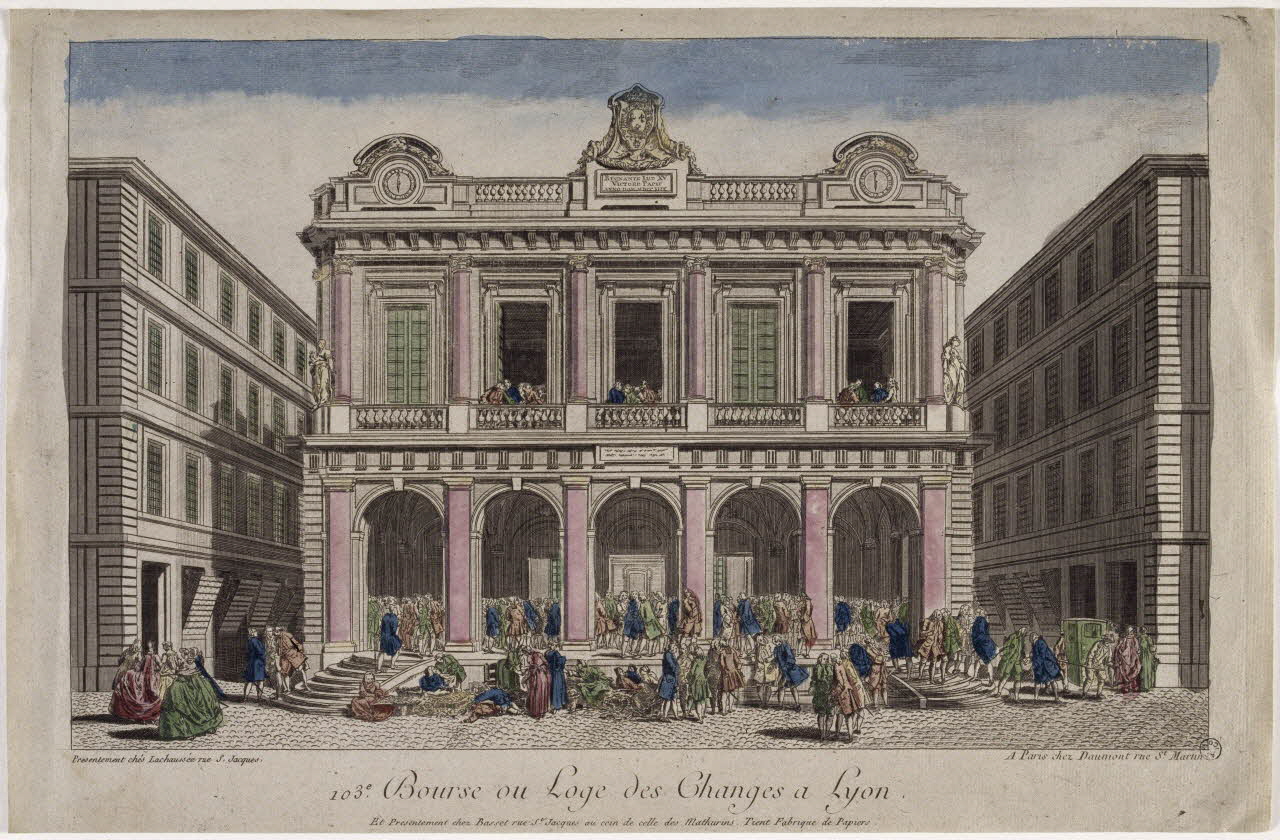 Daumont Jean-François ; Lachaussée Laurent-Pierre (éditeur, imagerie ancienne Bourse ou Loge des Changes a Lyon. Paris 1735-1767 1969.32.6 Photo RMN-Grand Palais (Mucem)