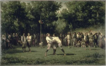 Adolphe Pierre Leleux tableau Jour de fête en Cornouailles, la lutte bretonne France 1864 1968.46.1  Photo RMN-Grand Palais (Mucem)/ André Pelle