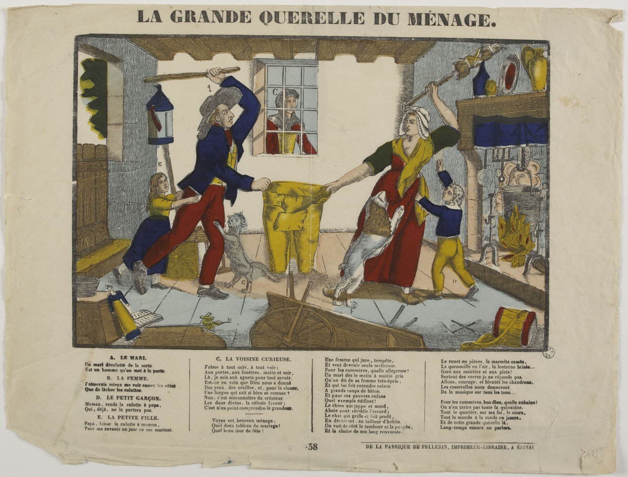 estampe LA GRANDE QUERELLE DU MENAGE. 1952.39.128 Photo RMN-Grand Palais (Mucem)