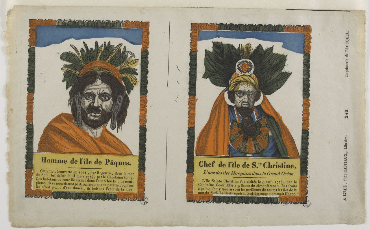 Jean-Baptiste Castiaux ; Simon-François Blocquel imagerie ancienne Homme de l'île de Pâques. Lille 1809-1837 1952.39.4 Photo RMN-Grand Palais (Mucem)