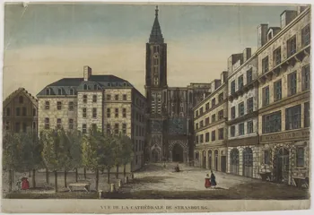 imagerie ancienne VUE DE LA CATHEDRALE DE STRASBOURG. Paris 1830-1840 1955.158.14 Photo RMN-Grand Palais (Mucem)
