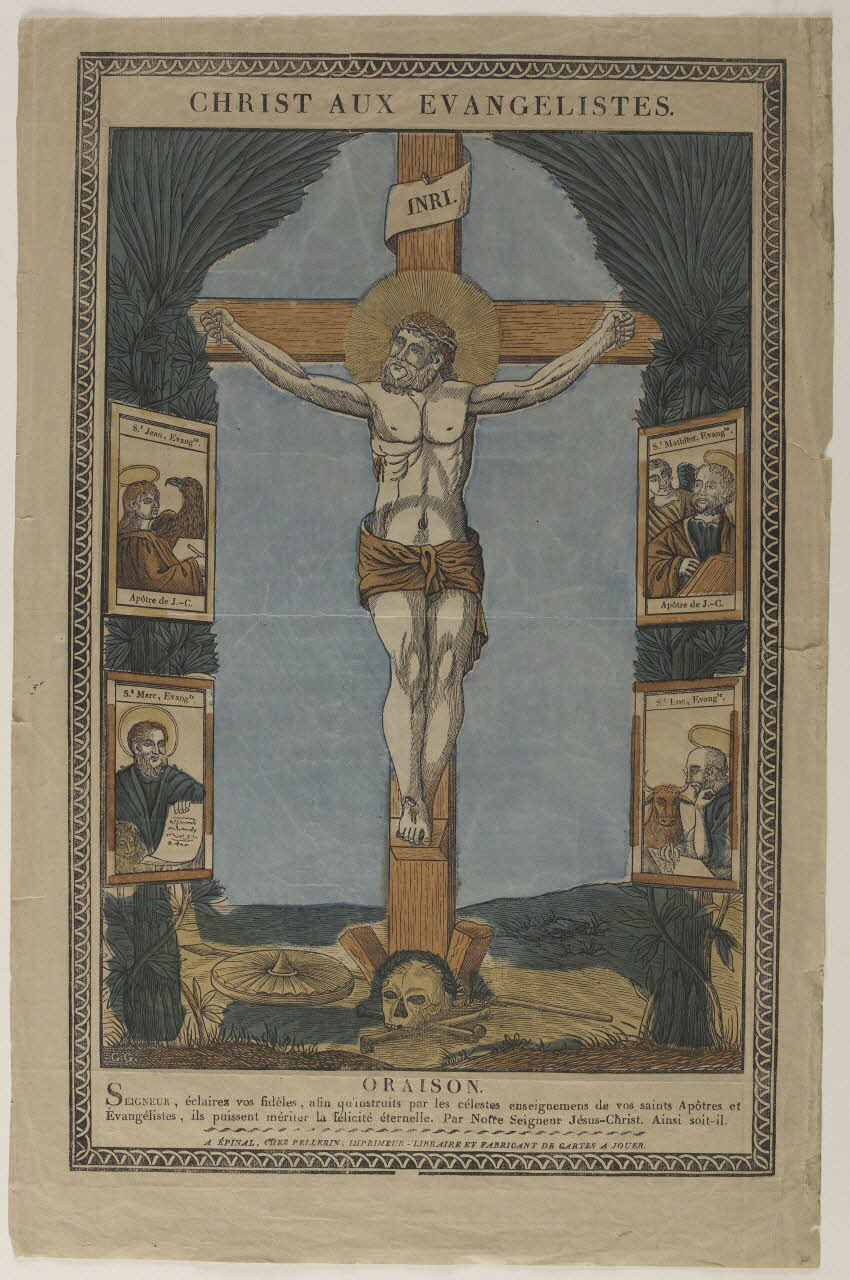François Georgin ; Pellerin imagerie ancienne CHRIST AUX EVANGELISTES. Lorraine, France 1837 1964.33.1 Photo RMN-Grand Palais (Mucem)
