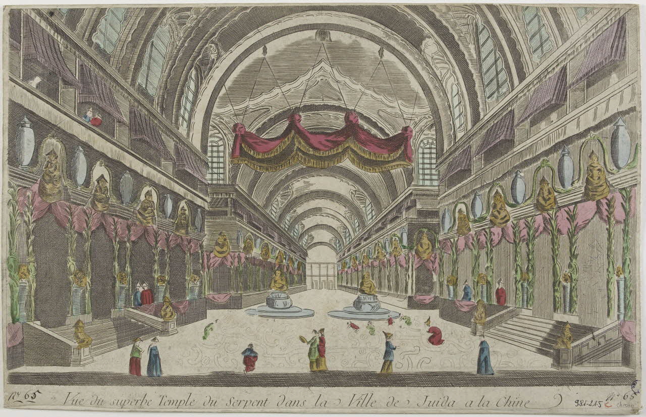 imagerie ancienne Vue du superbe Temple du Serpent dans la Ville de Juida a la Chine 1981.21.5 Photo RMN-Grand Palais (Mucem)