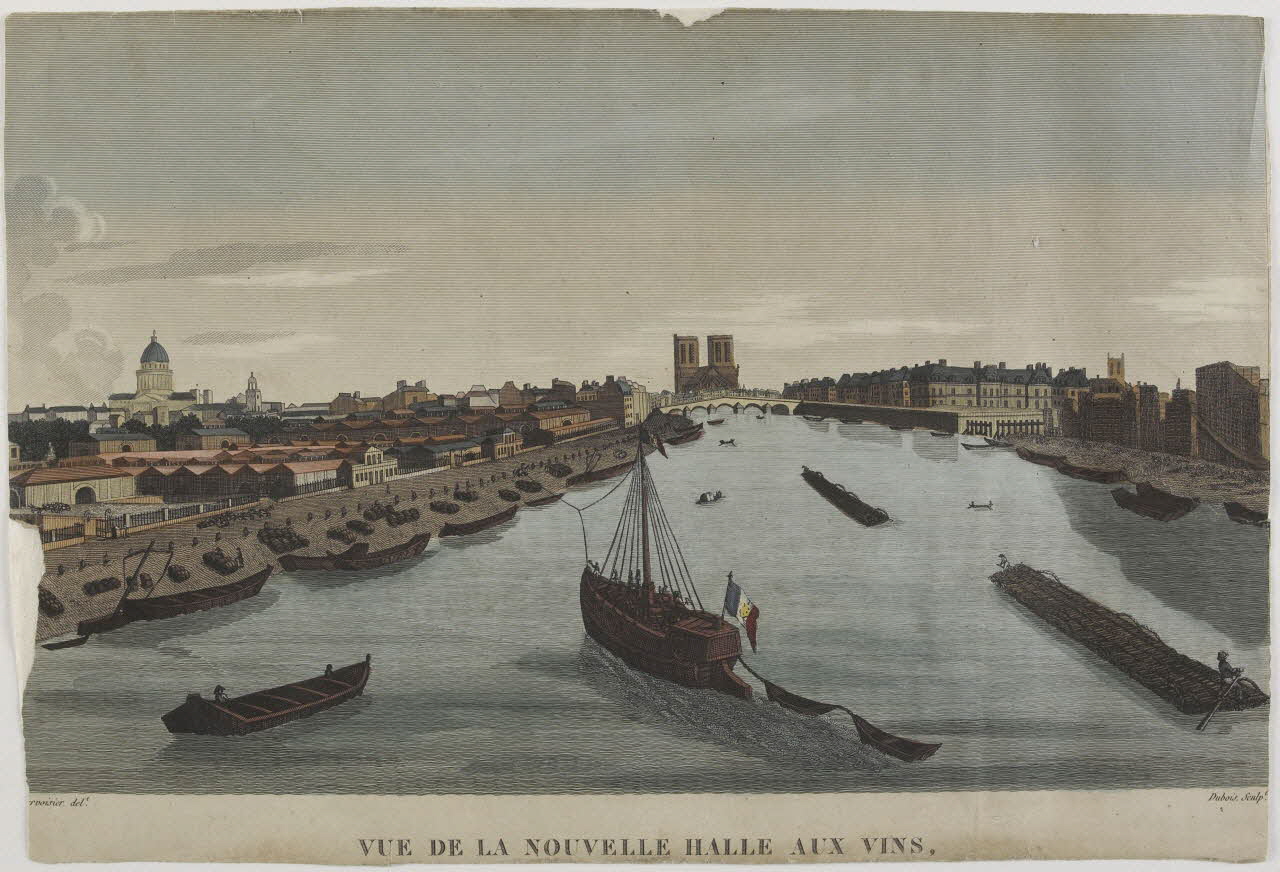 imagerie ancienne VUE DE LA NOUVELLE HALLE AUX VINS Paris 1815 1955.158.3 Photo RMN-Grand Palais (Mucem)