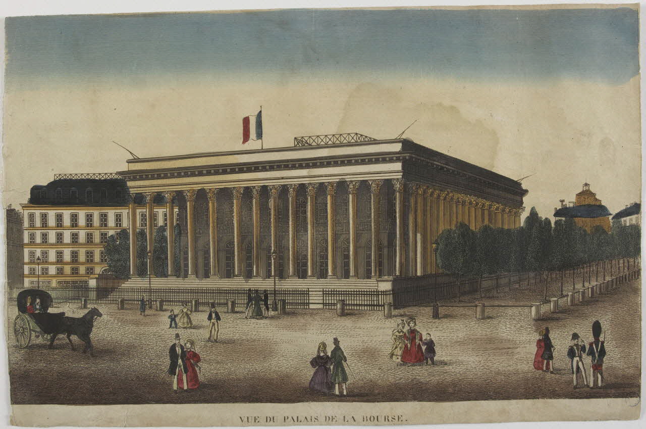 imagerie ancienne VUE DU PALAIS DE LA BOURSE. Paris 1830-1840 1955.158.6 Photo RMN-Grand Palais (Mucem)