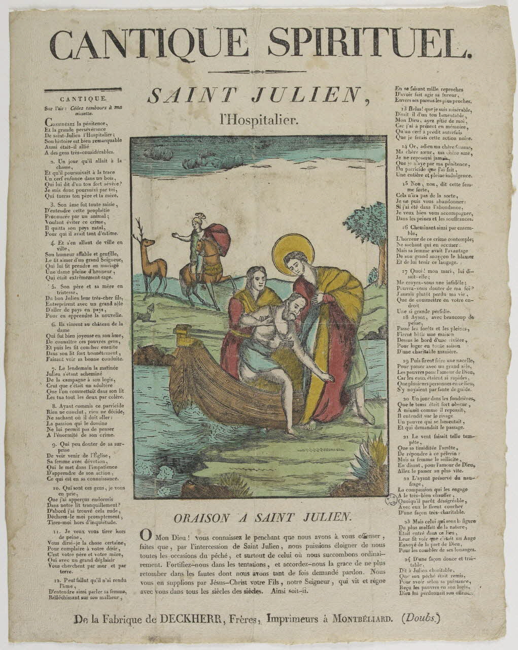 Deckherr Frères; imagerie ancienne CANTIQUE SPIRITUEL.  SAINT JULIEN,  l'Hospitalier Montbéliard 1813-1837 1965.75.698 Photo RMN-Grand Palais (Mucem)