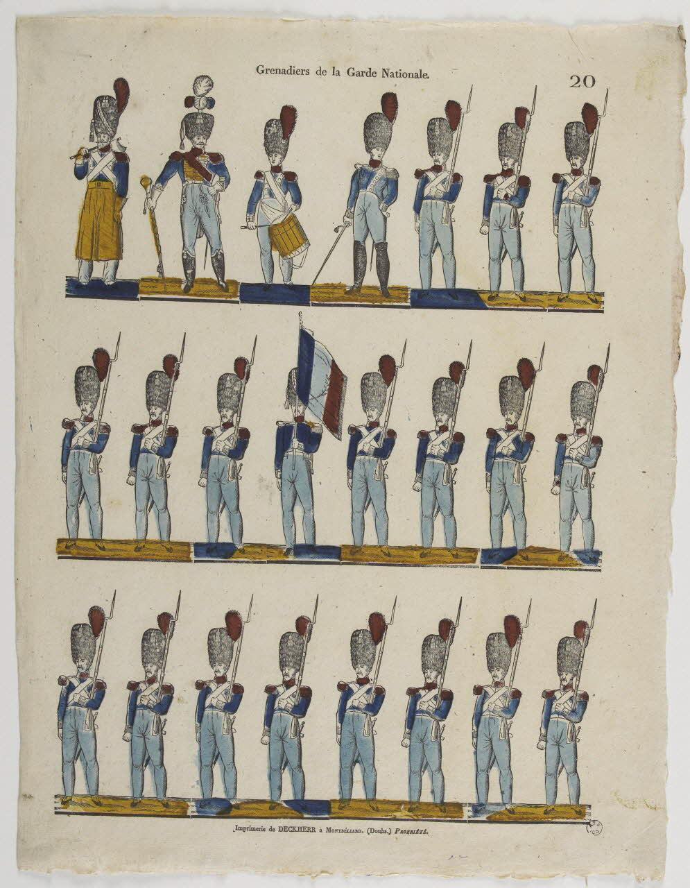 Théophile- Frédéric Deckherr imagerie ancienne Grenadiers de la Garde Nationale. Montbéliard 1830-1837 1965.75.710 Photo RMN-Grand Palais (Mucem)