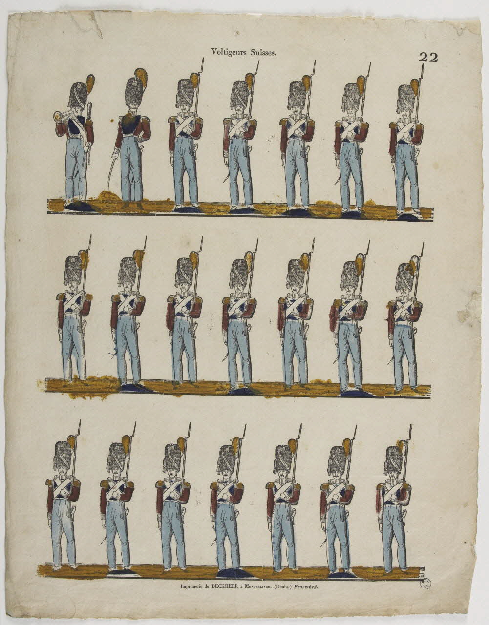 Deckherr Frères; imagerie ancienne Voltigeurs Suisses. Montbéliard 1822-1837 1965.75.711 Photo RMN-Grand Palais (Mucem)