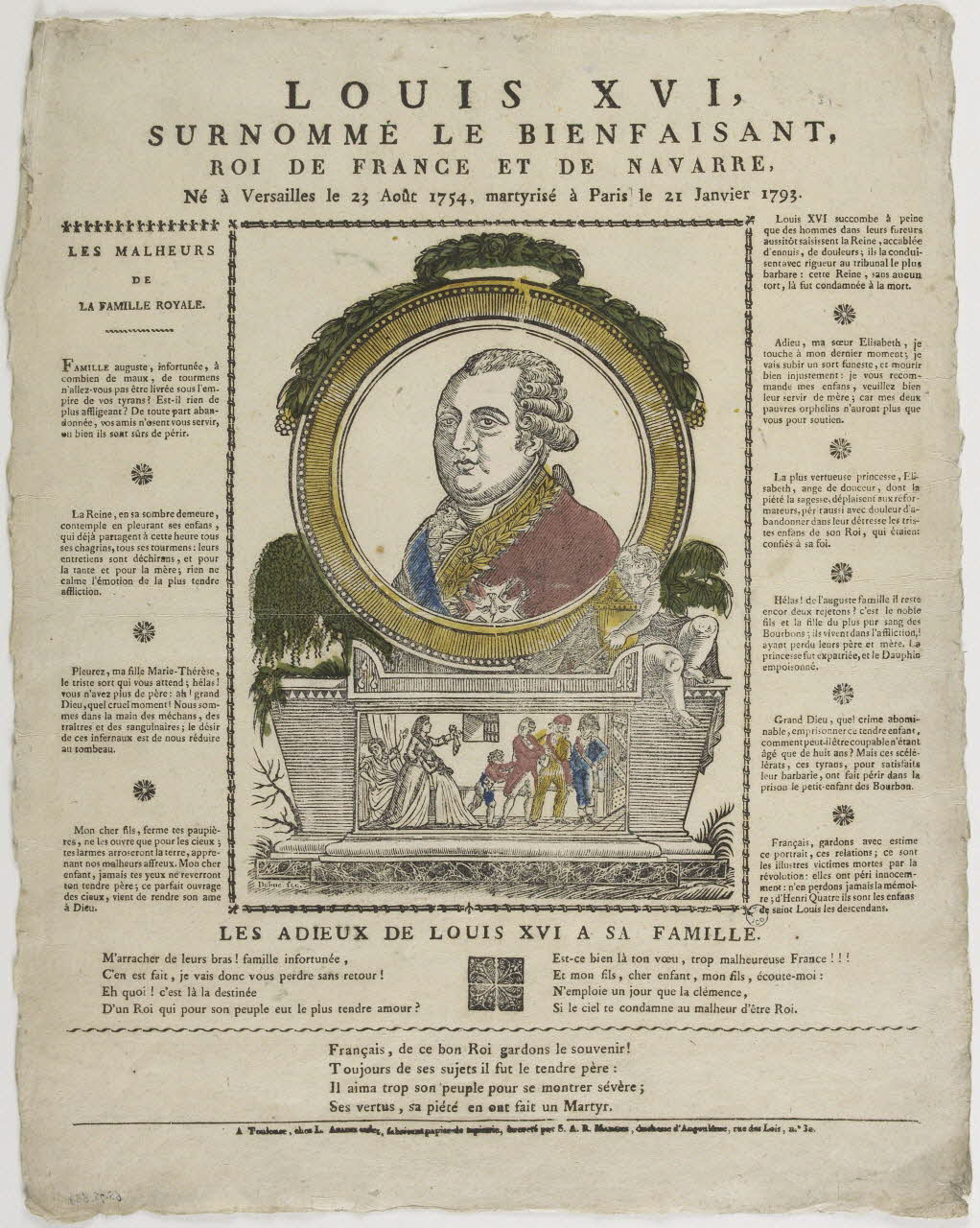 P. Dubuc ; Louis Abadie imagerie ancienne LOUIS XVI ,  SURNOMME LE BIENFAISANT,  ROI DE FRANCE ET DE NAVARRE. Toulouse 1815-1824 1965.75.837 Photo RMN-Grand Palais (Mucem)