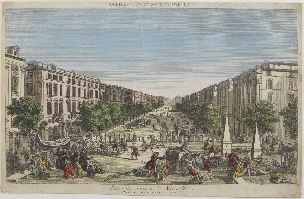imagerie ancienne Vue du Cours de Marseilles Paris 1720 1970.12.8 Photo RMN-Grand Palais (Mucem)
