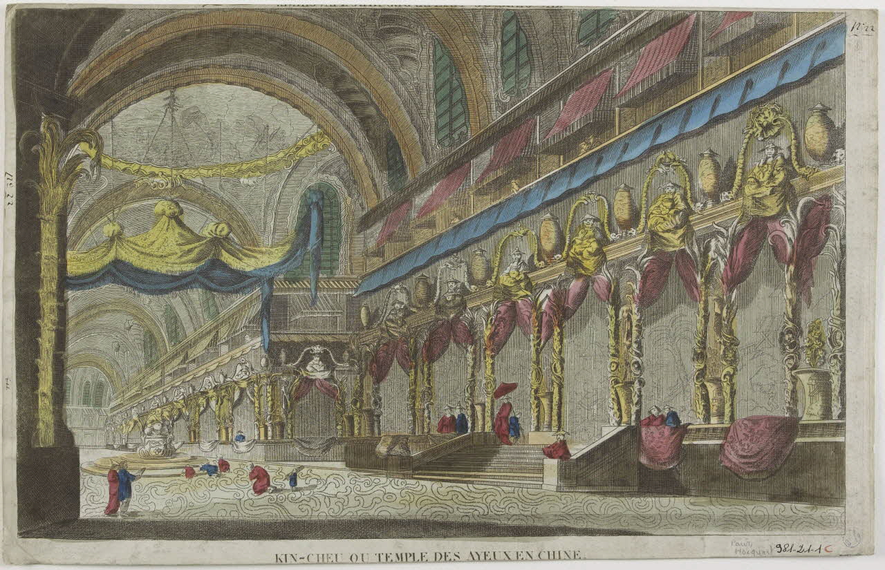 Hocquart imagerie ancienne KIN-CHEU OU TEMPLE DES AYEUX EN CHINE. Paris 1833-1836 1981.21.1 Photo RMN-Grand Palais (Mucem)